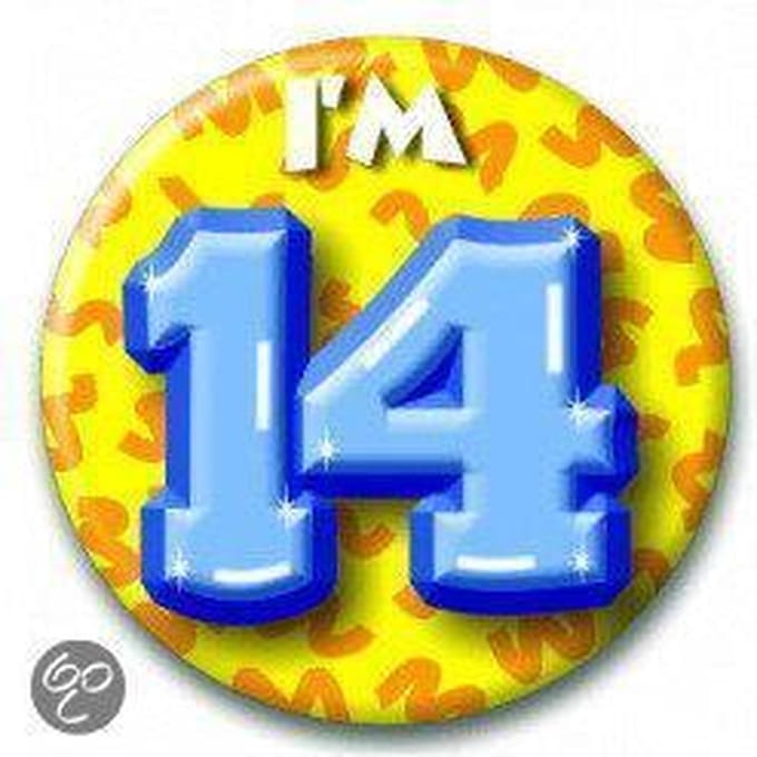 Paper Dreams Button I'm 14 Junior 5,5 Cm Staal Geel/blauw