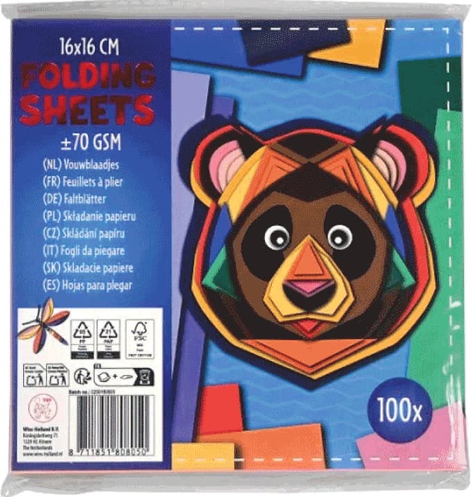 Vouwbladen Colour Animals 16x16 cm.