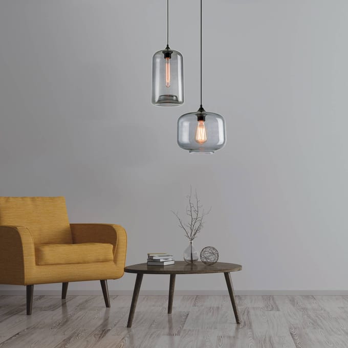 Zambelis Hanglamp 14101 van glas, rookgrijs, Ø 19 cm