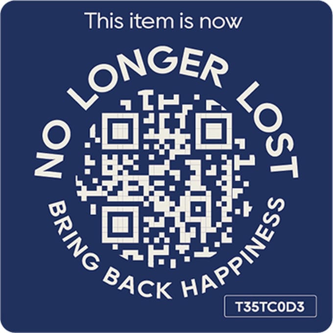 NoLongerLost - Koffer Stickers (x2) - Slimme Sticker groot vierkant (4.5 cm x 4.5 cm)- Donkerblauw -Unieke QR code - Tracking