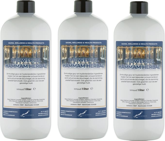 Douchegel Hammam Herbal 1 liter - set van 3 stuks - showergel