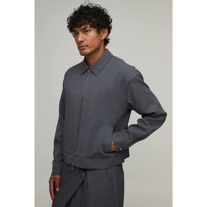 Getailleerd Boxy Harrington Co-ord Jasje Met Rugplooi | Grey | Size Medium
