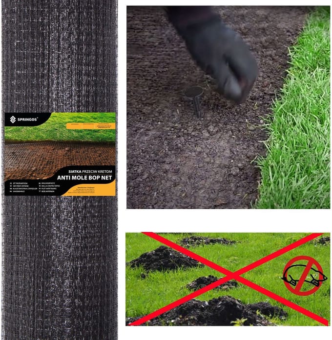 Springos Mollengaas | Mollenbestrijding | Mollennetten | 2x 300 m | 30g/m2 | Zwart