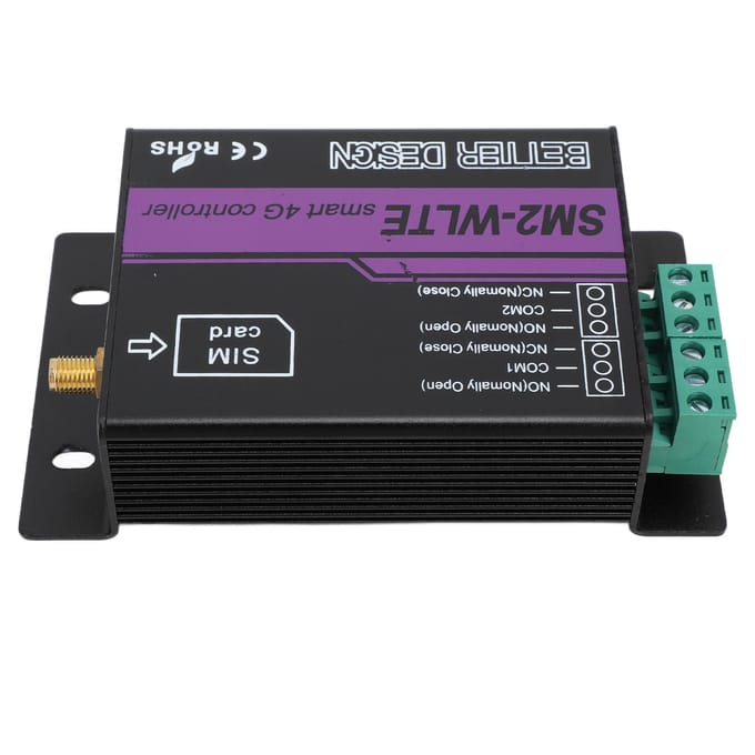 SM2 WLTE EA 2-kanaals 4G SMS Alarm Controller met APP WEB Temperatuur Vochtigheid Koppeling SMS Stroom black