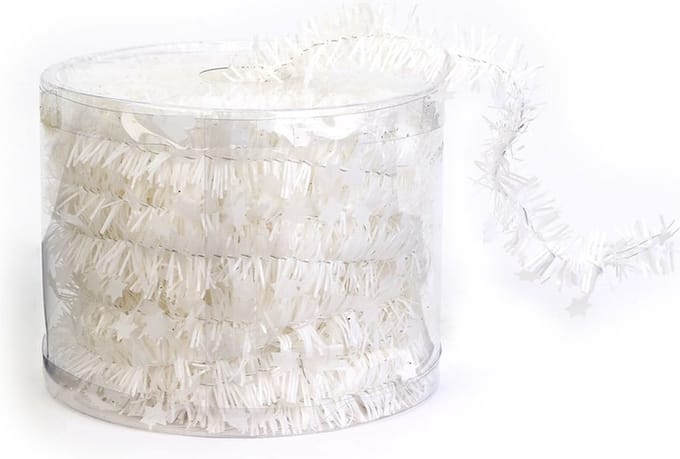 Kerstslinger - dun - wit - 700 x 3.5 cm - guirlande folie - kerst versiering