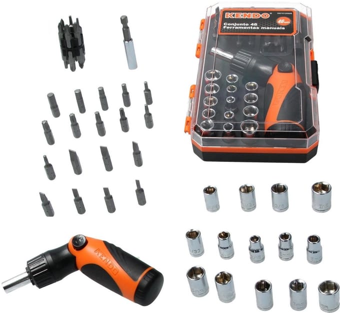 Kendo - Professionele doppenset & bitjes set - Compacte dopsleutel set ratel set - 46-delige
