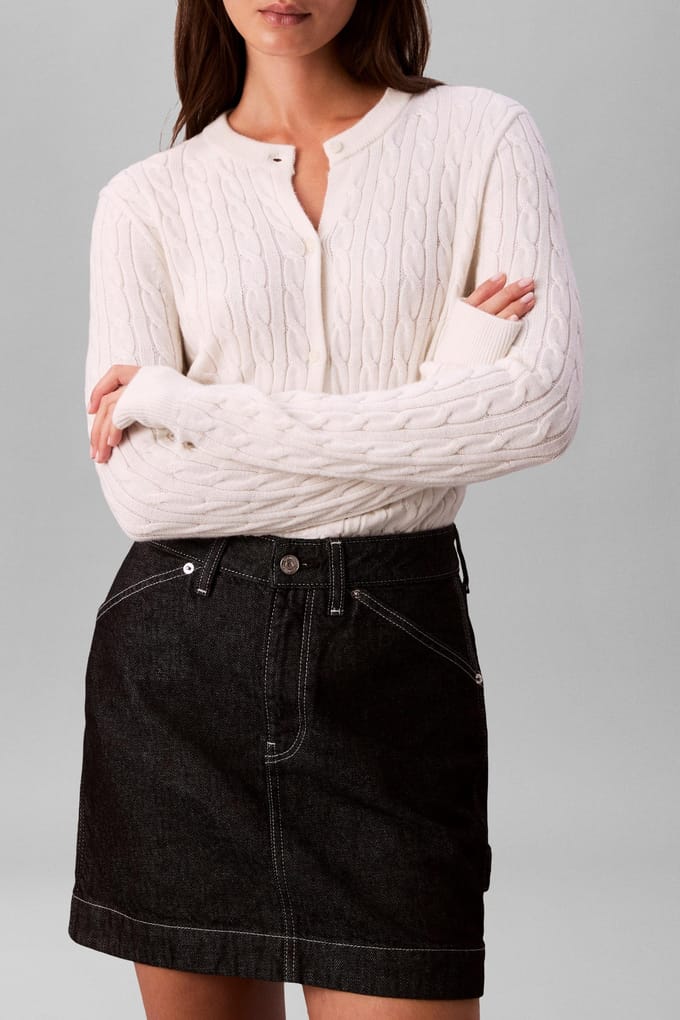 Calvin Klein Wool Cable Crewneck White Greige Taglia: XXL | Maglioni a maglia Outlet | Donna | Bianco