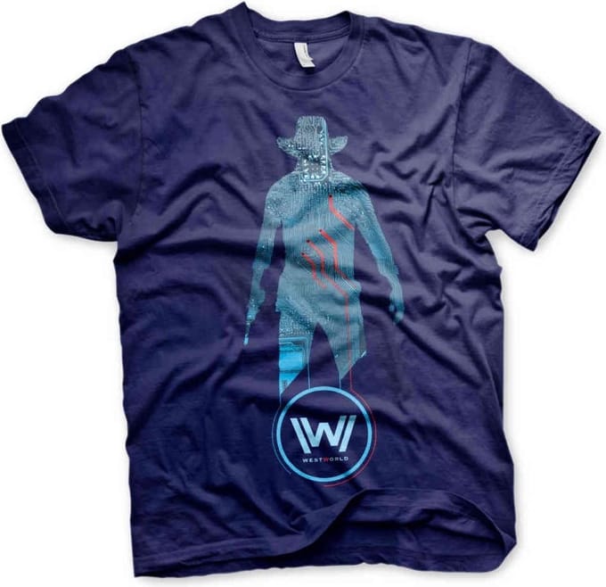 Westworld Heren Tshirt -S- Blue Circuit Cowboy Blauw