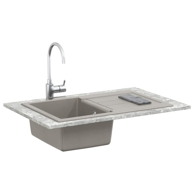 vidaXL - Wasbak - Grijs - 780 - x - 500 - mm - 80% - Kwarts - en - 20% - Hars