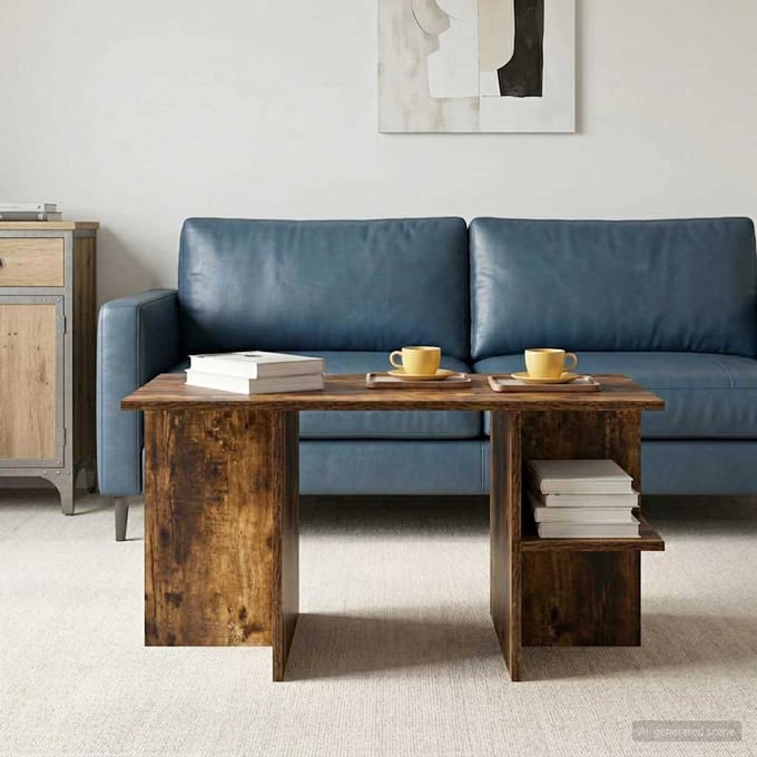 vidaXL - Salontafel - Gerookte - Eik - 87 - x - 50 - x - 45 - cm - Geconstrueerd - hout