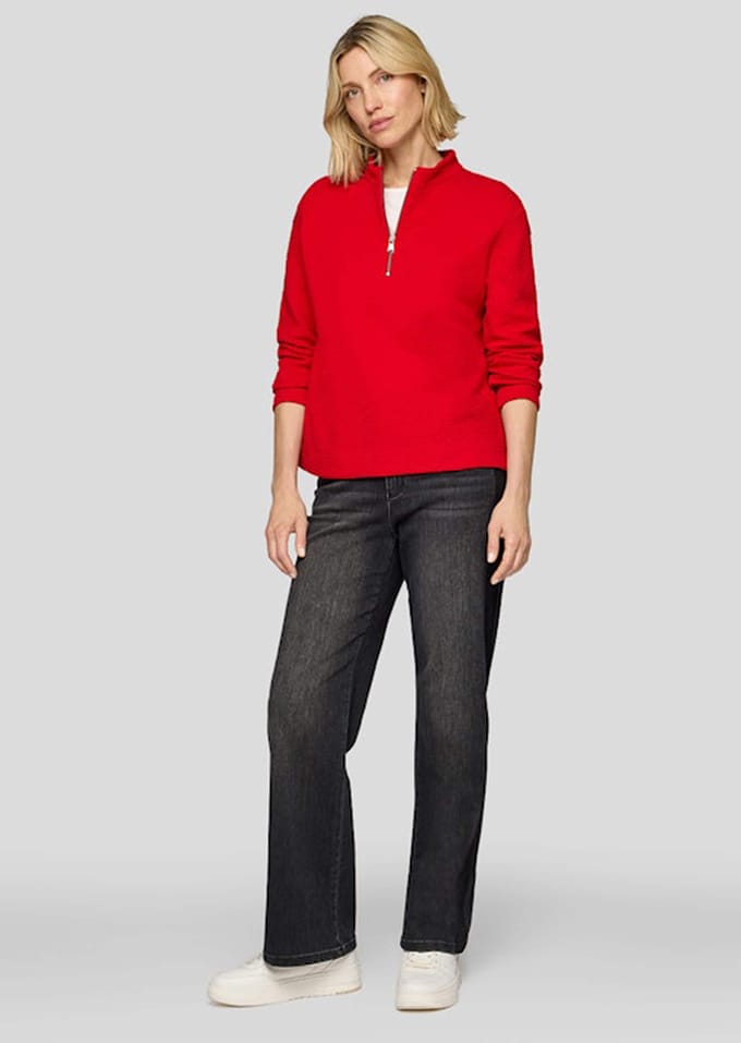 Gestructureerd shirt met schipperskraag - rood / beige - Gr. 48 van Goldner Fashion