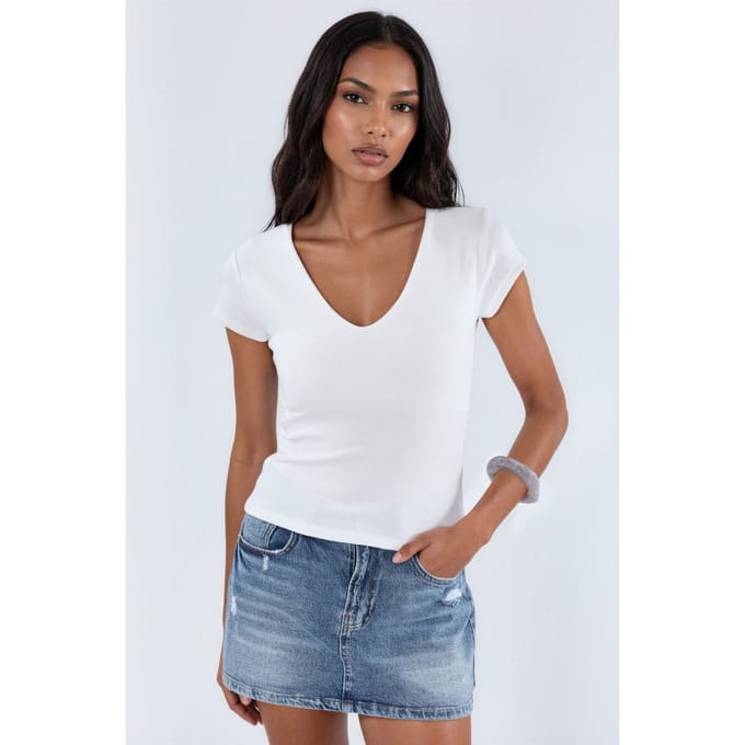 V-hals Modal Katoenmix Blouse
