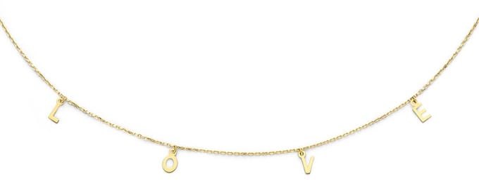 Jackie L.O.V.E Necklace 14 Karaat Goud 45