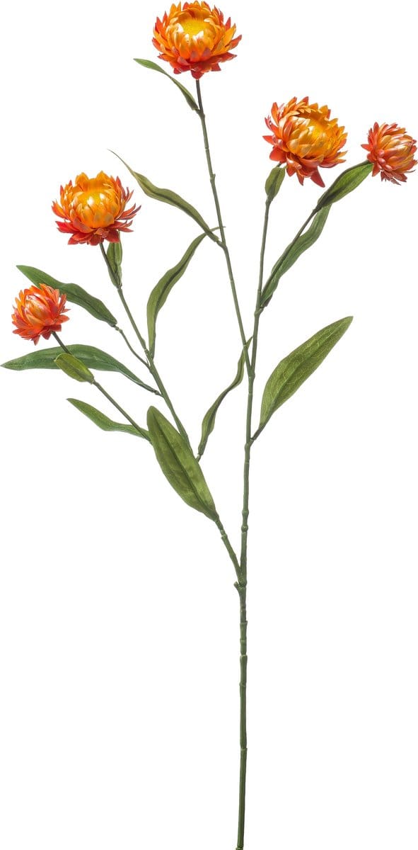 Emerald - Kunstbloem Strobloem 70cm oranje - Kunstplant voor binnen