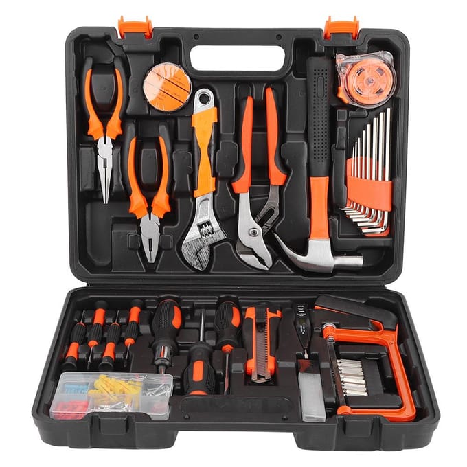 100 Stuks/Set Sleutel Schroefbits Tang Reparatie Gereedschap Set Handgereedschap Kit met Opbergkoffer black