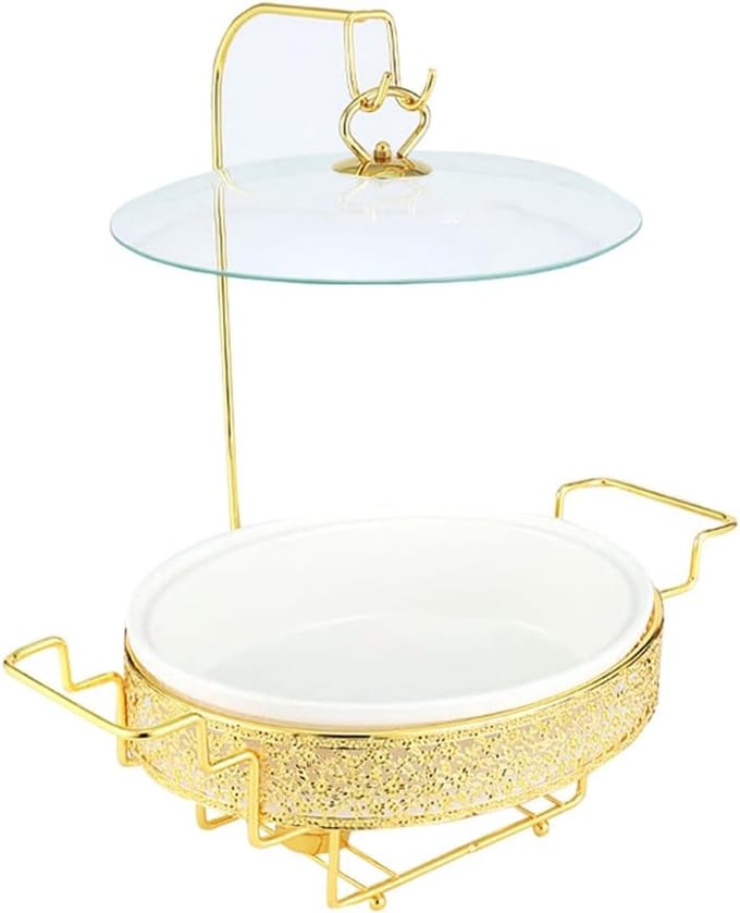 Buffet Chafing Dish - Warmhoudbak Buffet - Eten Warm Houden - Elegante Gouden Standaard - Ruime Capaciteit - Goud