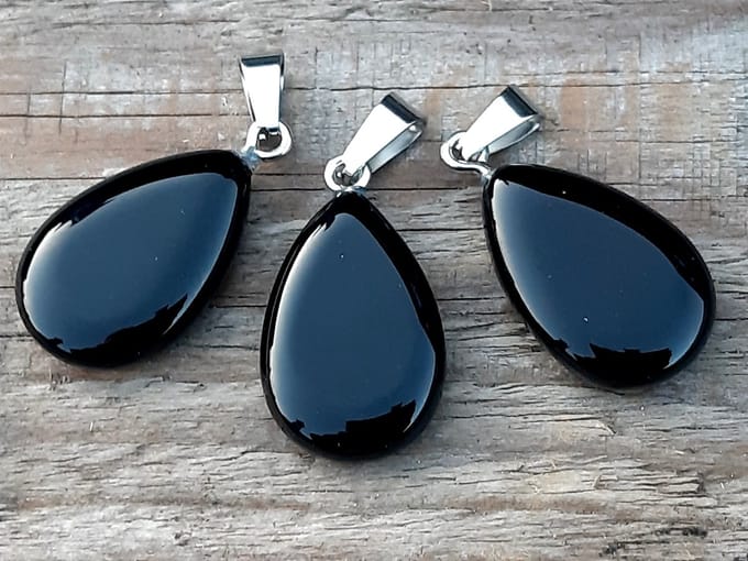 Edelsteen Onyx druppel hanger