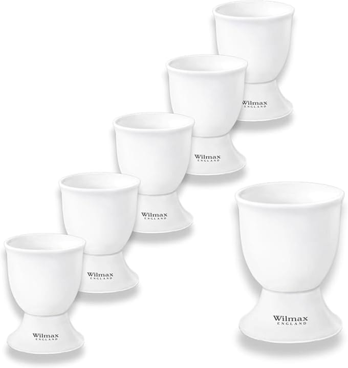 Wilmax - Porseleinen Eierdopjes - Wit - Set van 6 stuks