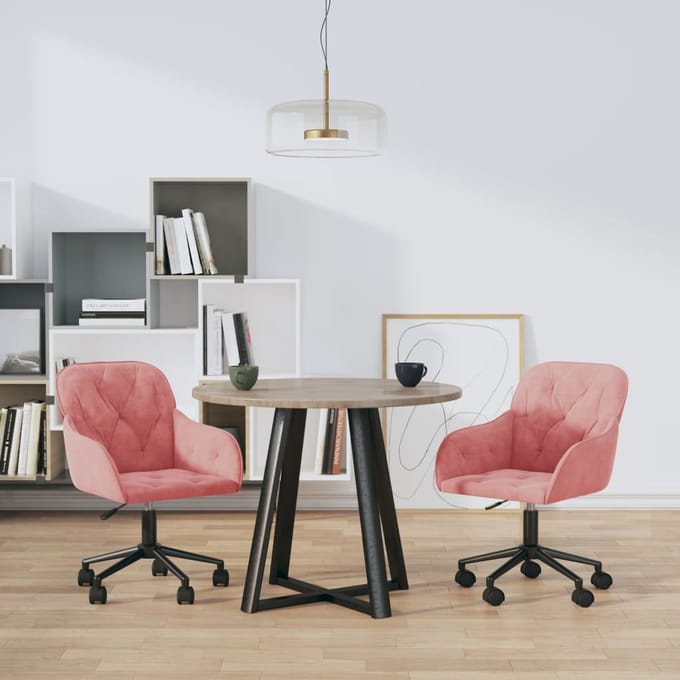 vidaXL - Eetkamerstoelen - draaibaar - 2 - st - fluweel - roze