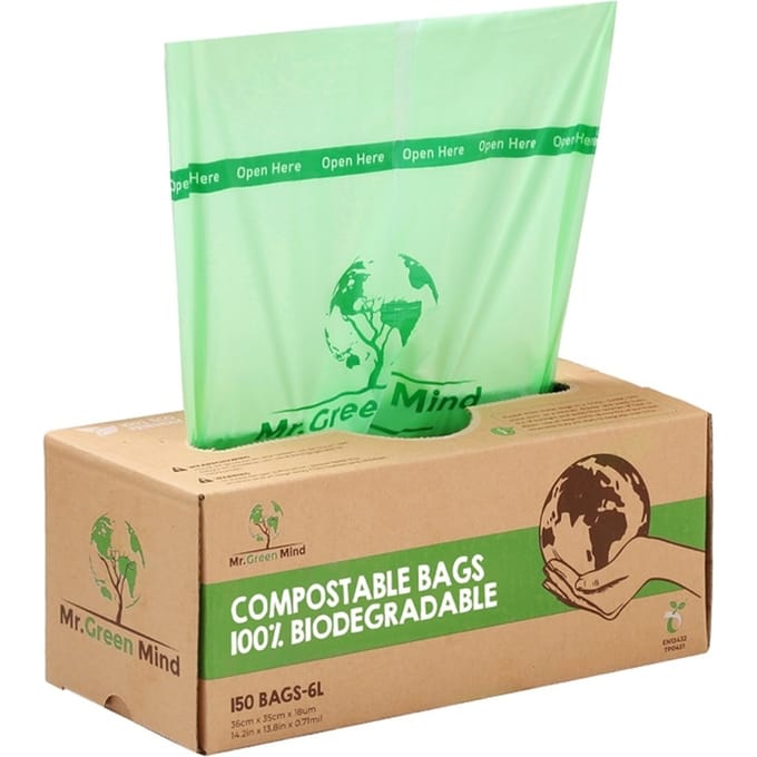 Afvalzak bio Mr.Green Mind 36x35cm 6 liter dispenser 150 stuks
