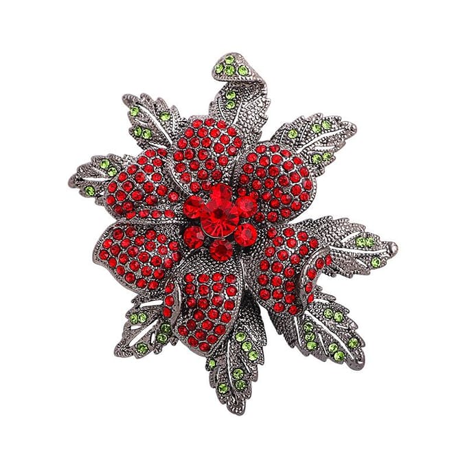 Retro Mode Strass Romantische Bloemen Broche Mode Sieraden Temperament Pak Corsage Luxe Kleding Accessoires gray