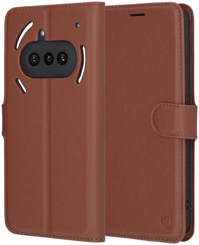 Hoesje geschikt voor Nothing Phone (3a) - Techsuit Leather Folio Book Wallet Case - Bruin