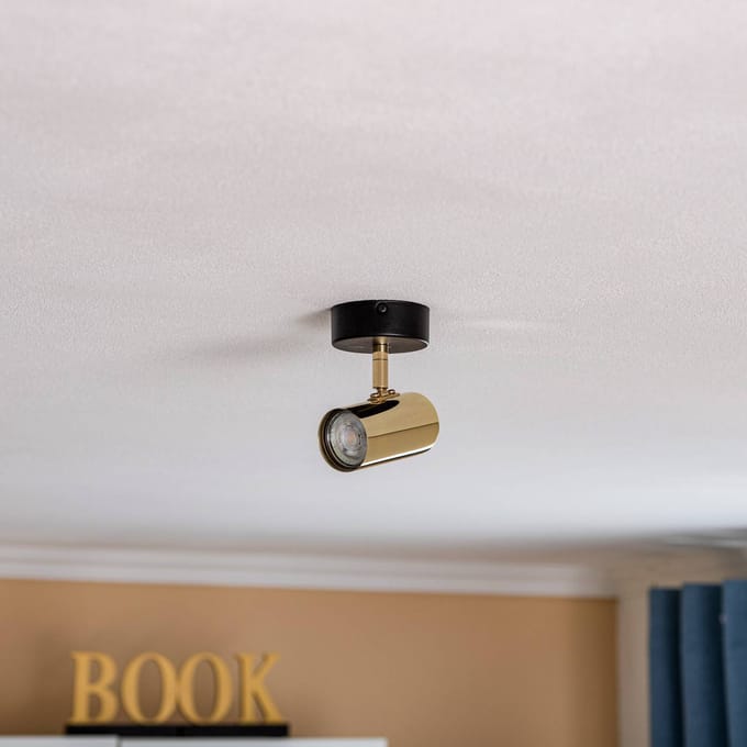 Argon Plafondspot Lund in zwart en goud, 1-lamp