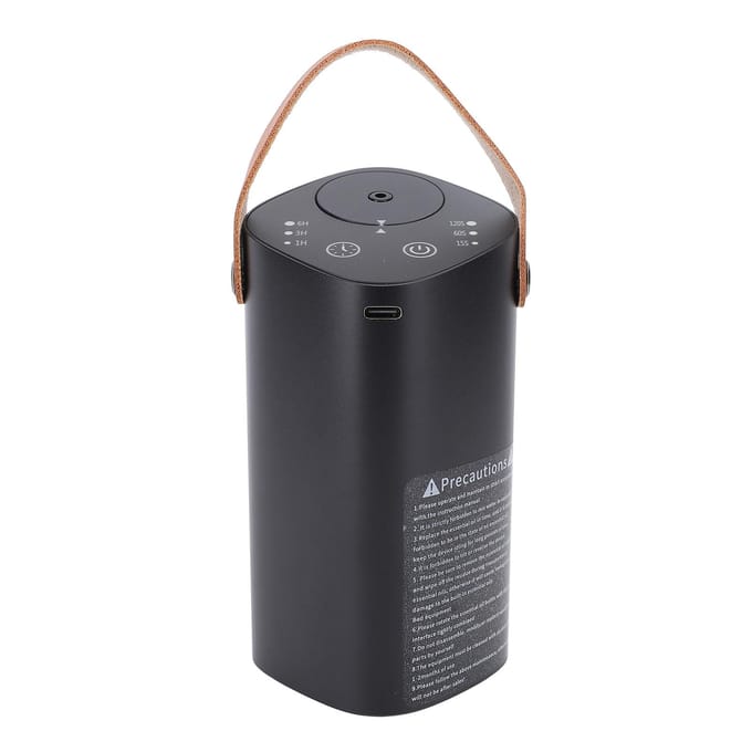 Diffuseur d'Huiles Essentielles Sans Eau Aluminium Silencieux Portable Diffuseur de Parfum pour Voiture Aromathérapie black