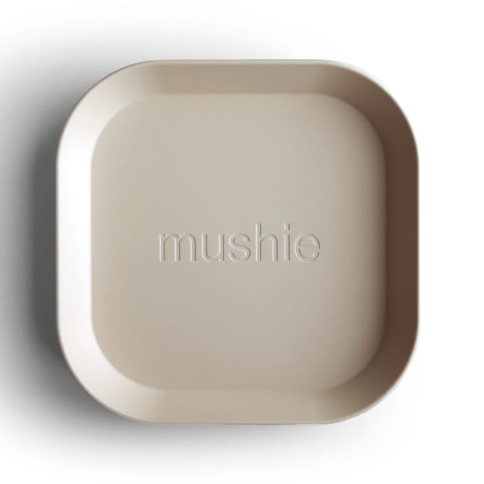 Mushie - Kinderservies Borden Vierkant (Set van 2) - Borden - Ivory