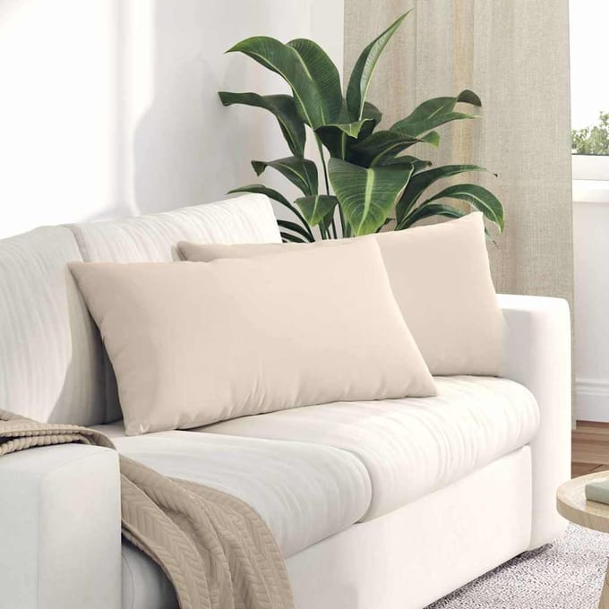 vidaXL - Zitkussens - 2 - st - Stof - Beige - 80 - x - 40 - cm