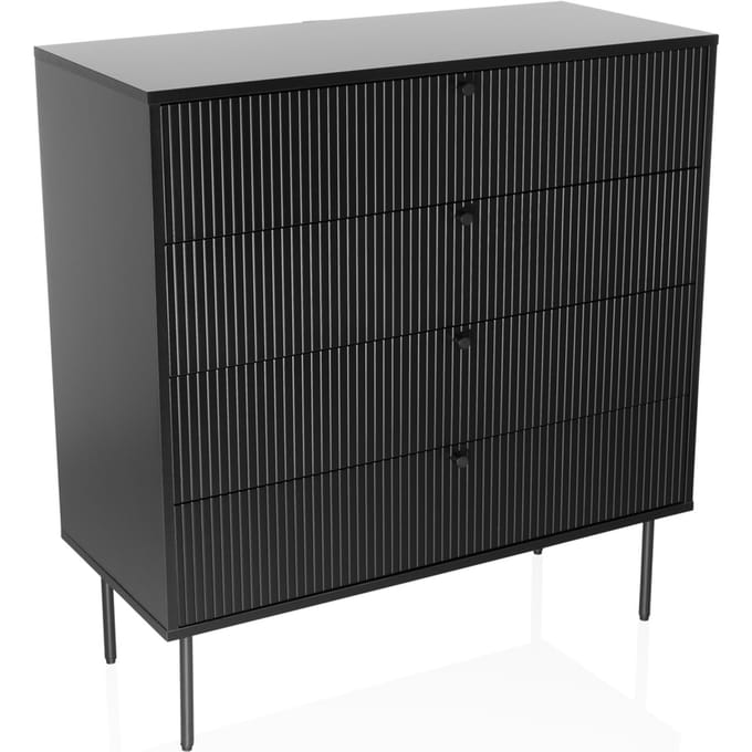 Ladekast KARBY K 90x40x95 cm 4 laden zwart hjh LIVING