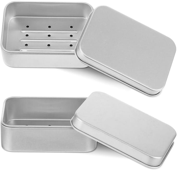 Dailygoods- Zeepdoosje Reis - Aluminium - 2 Stuks - Waterdicht