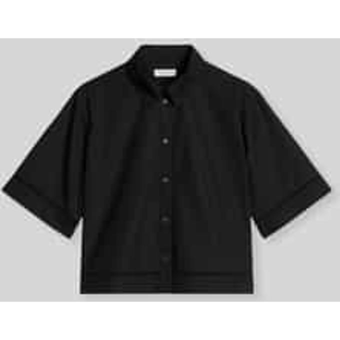 Regular fit blouse met korte mouwen van puur katoen met ajourwerk