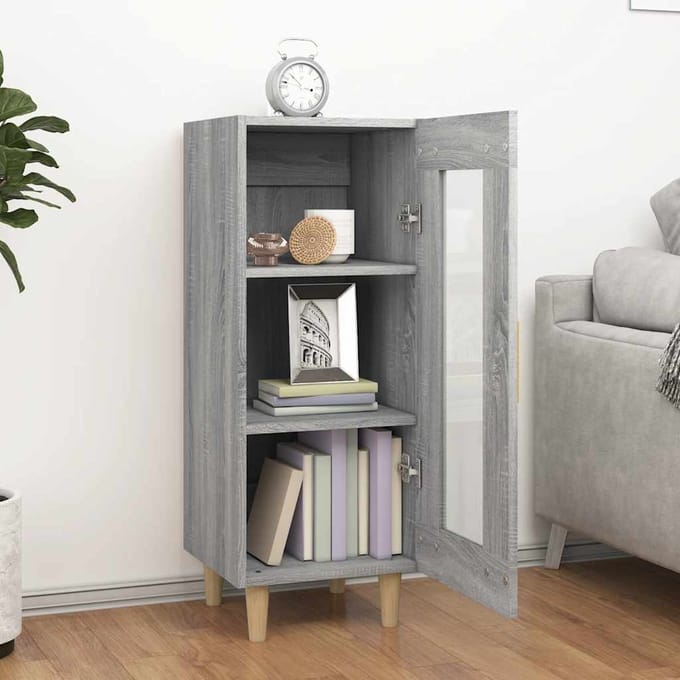 vidaXL - Dressoir - 34,5x34x90 - cm - bewerkt - hout - grijs - sonoma - eikenkleurig