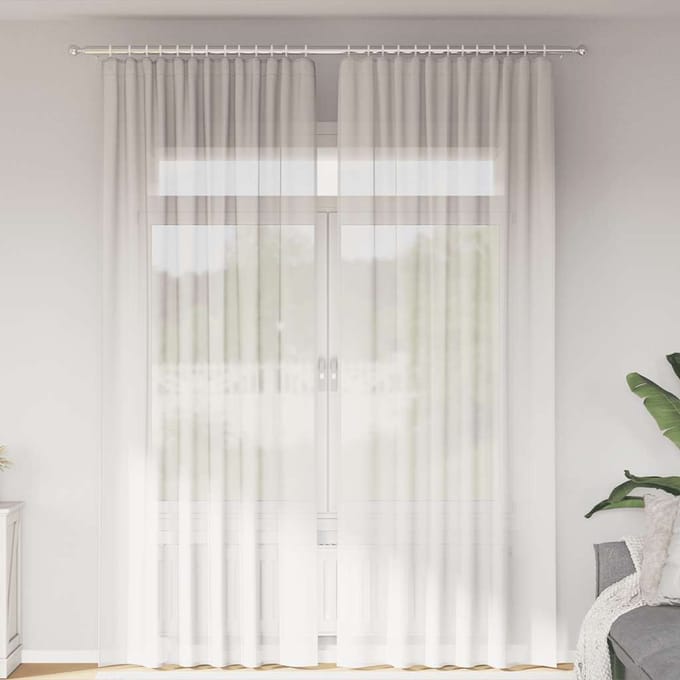 vidaXL - Gordijnen - voile - met - roedezakken - 2 - st - wit