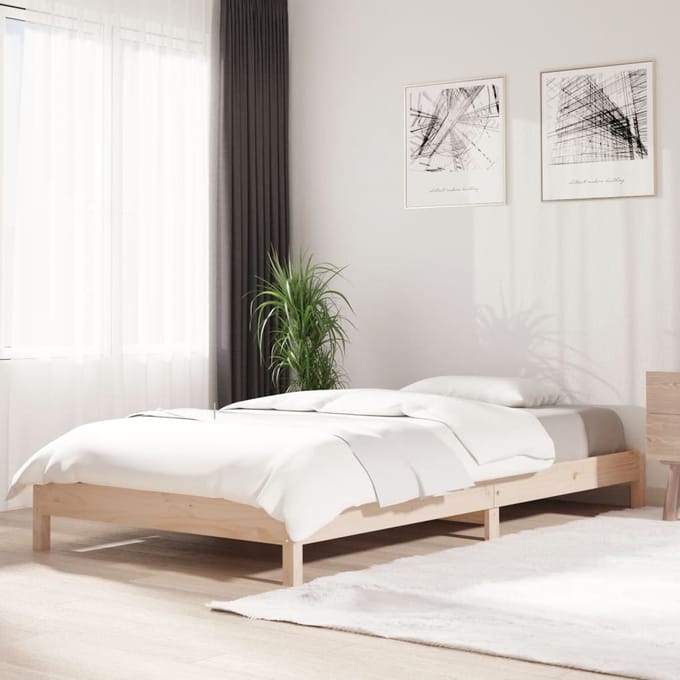 vidaXL - Bed - stapelbaar - 90x190 - cm - massief - grenenhout