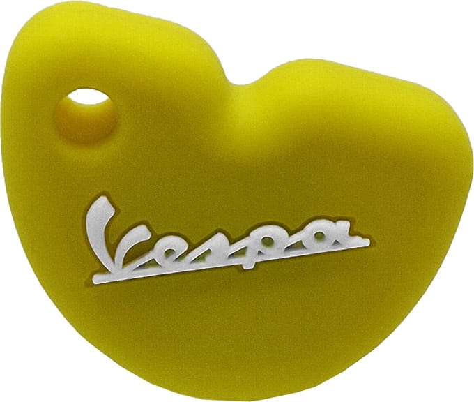 Vespa Siliconen Sleutelhoesje - Mosterd Geel met Witte letters - Mosterd Geel met Wit