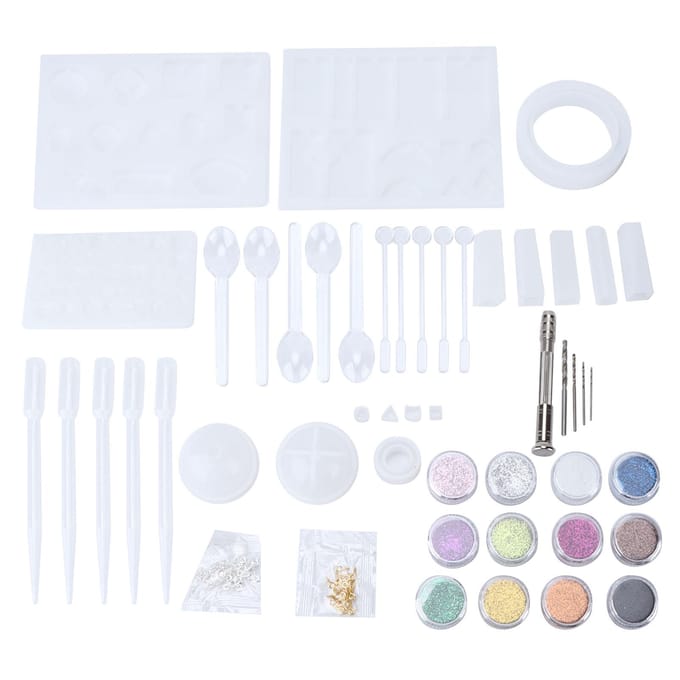 94 Stuks Siliconen Sieraden Mallen Herbruikbaar Duurzaam Veilig Elastisch DIY Eenvoudige Bediening Hanger Gieten white