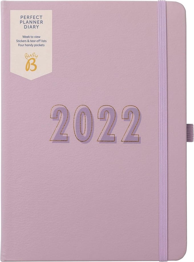 A5 Weekplanner Lila Kunstleer Januari t/m December 2022 met Stickers