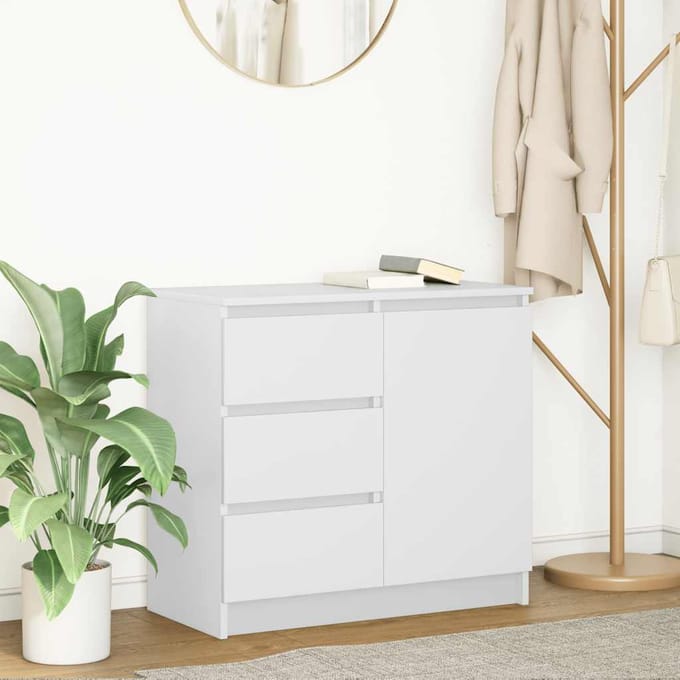 vidaXL - Dressoir - met - lade - 71x35x65 - cm - spaanplaat - wit