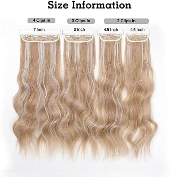Clip-in hairextensies met golvend synthetisch haar - 20 inch set