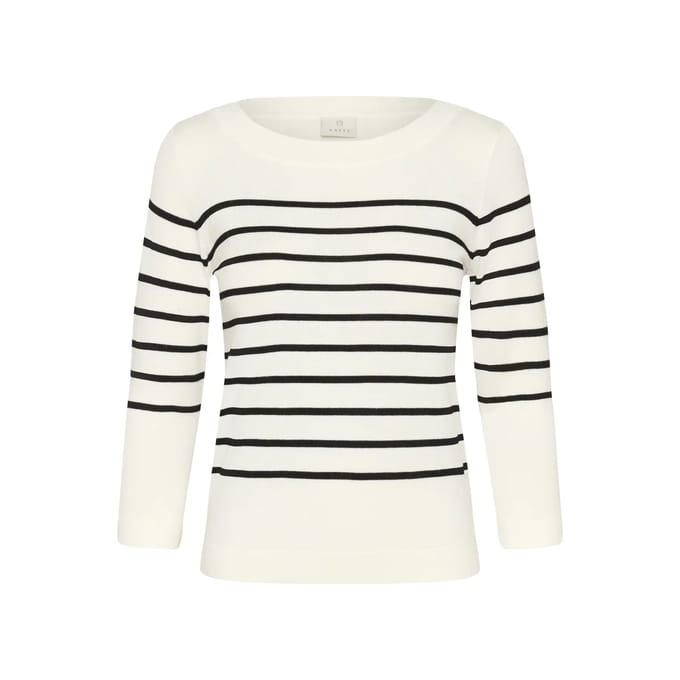 Pull BOATNECK LIZZA KAFFE CHALK BLACK STRIPE 108922