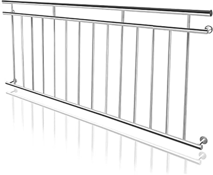 Frans Balkon Terrashustrade 184 x 90 cm Roestvrij Staal met 14 Vulstaven