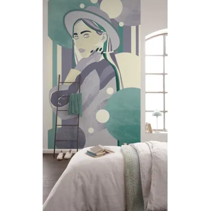 Fotobehang - Woman Hat Color 150x250cm - Vliesbehang