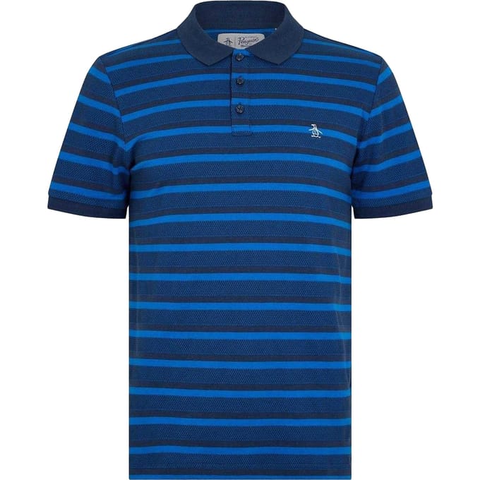 Original Penguin Heren Gestreept Polo Shirt (Yale Blauw)