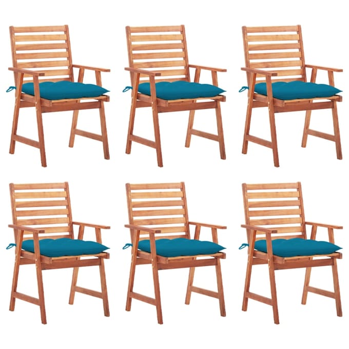 vidaXL - Tuinstoelen - 6 - st - met - kussens - massief - acaciahout