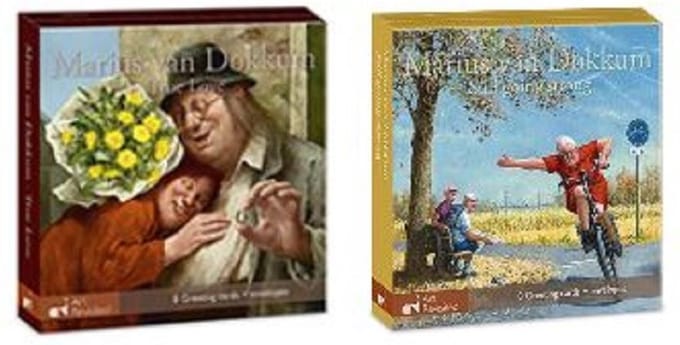 Marius van Dokkum. Set van 2 kaartenmapjes met dubbele wenskaarten True love - Still going strong( totaal 16 kaarten)