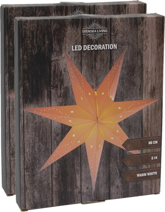Decoratie kerststerren - 2x stuks - wit - 60 cm - papier - E14 fitting