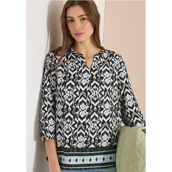 3/4-mouwen blouse met grafisch patroon