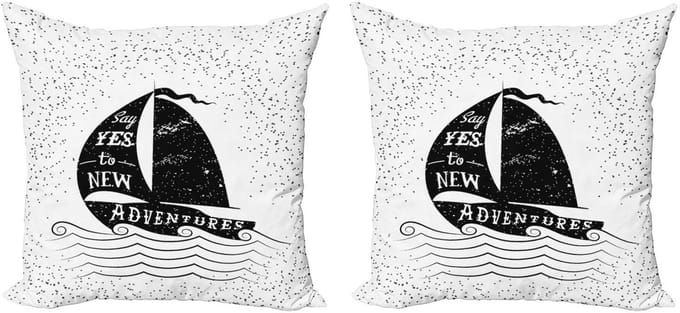 ABAKUHAUS Avontuur Kussenhoes Set – 2x40x40 cm – Dubbelzijdig – Zwart-Wit
